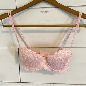 PINK Victoria’s Secret Light Pink Lace Multi-Way Demi Bra. Size 32C.
